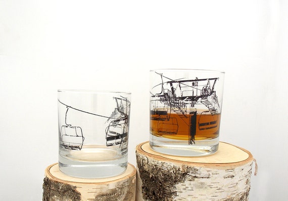Retro Mountain Range Tumblers Set of Two 11oz Whiskey Glasses