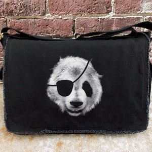 Canvas Crossbody Bag - Panda Pirate - Panda Bag - Mens or Womens Messenger Bag