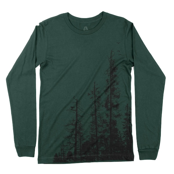 Men's Long Sleeve T-Shirt - Pine Tree Forest - Men's Long Sleeve Shirts - Forest T Shirt - Long Sleeve Shirts for Men and Women