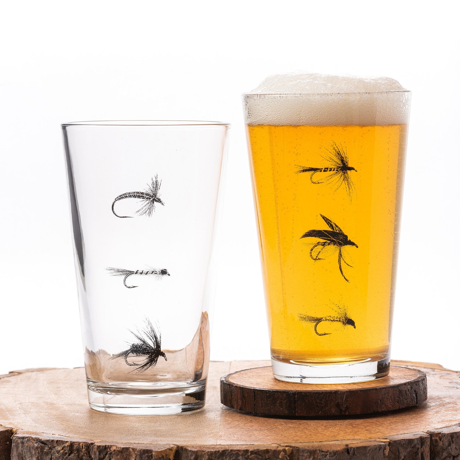 Fly Fishing Pint Glass Flies Fish Drinking Glasses Fly Etsy