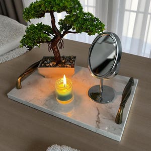 Handmade Marble Serving Board Set: Elegant Charcuterie Tray with Brass Handles