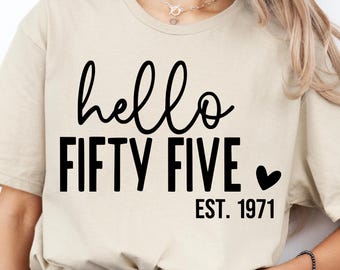 Custom Age Birthday, Hello Fifty Five PNG, 55th Birthday Design, 1971 Birthday Girl Shirt, Retro Women Gift, EST 1971, Birthday PNG
