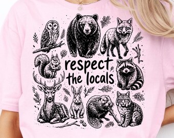 Respect the Local Cryptids PNG, Bigfoot Alien Mothman Design shirt, Funny Folklore Creature Art, Retro Cryptid Shirt
