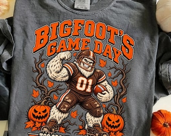 Bigfoot Football PNG, Halloween Football Design, Vintage Sports Graphic, Spooky Game Day, Sasquatch Football Clipart, Retro