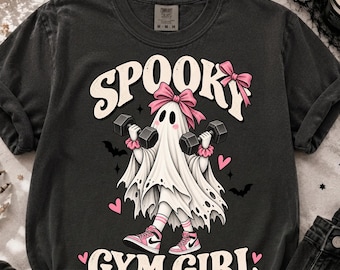 Ghost Gym PNG, Ghost Lifting Weights PNG, Funny Halloween Fitness Shirt, Spooky gym girl Design, Gym Girl Sublimation