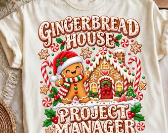 Gingerbread House Project Manager PNG, Christmas Baking Design, Funny Holiday Gift, Retro Gingerbread Christmas Sublimation