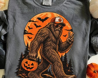 Bigfoot Halloween PNG, Vintage Ghost Sasquatch Design, Retro Halloween Clipart, Spooky Shirt Design, Printable Sublimation