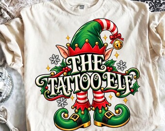 Xmas Family Matching PNG, The Tattoo Elf Christmas, Men Women Matching Shirt Design, Funny Tattoo Family Holiday Sublimation