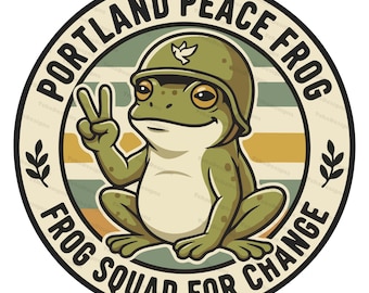Descarga digital de Rana de la Paz: PNG y SVG de Rana Retro, Arte de Frog Squad for Change, Clipart de Rana de la Paz Hippie, Diseño de Rana Activista