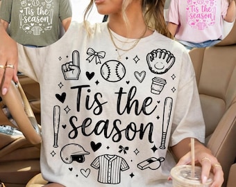 Tis The Season Baseball PNG, Baseball Mama Shirt Design, Softball Game Day Graphic, Sports Mom Doodle PNG, Cute Retro Team Spirit Print