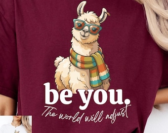 Be You PNG, Inspirational Llama PNG, Positive Quote Design, Cute Boho Animal, Self Love Sublimation, Motivational Clipart