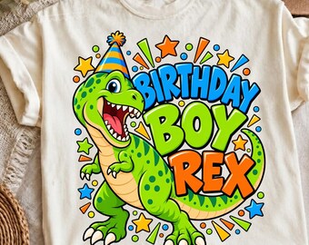 Birthday Boy Dinosaur PNG, T Rex Birthday Design, Cute Dino Party Graphic, Kids Birthday Shirt, Boy Birthday Printable, Dino Lover