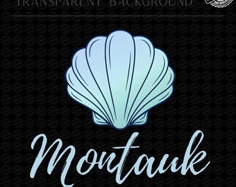 PNG de concha marina de Montauk, diseño estético de playa costera, gráfico minimalista de concha marina, estampado para camiseta de vacaciones de verano, imágenes prediseñadas de playa en tonos pastel