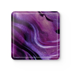 Elegant Corkwood Coaster Set - Abstract Purple Art, Home Decor, Housewarming Gift, Kitchen Accessory, Unique Tableware