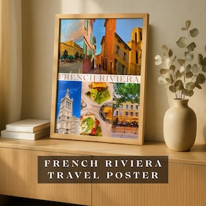 French Riviera Unframed Scenic Travel Poster - Côte d&#39;Azur Photography Print, Mediterranean Wall Art