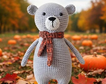 Chubby Bear Crochet Pattern PDF, Amigurumi Teddy Tutorial, Easy Stuffed Animal (7.5 inch)