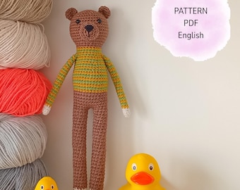 Amigurumi Crochet Pattern PDF:  Bear Stuffed Animal Tutorial Instant Download 26 cm