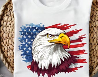 Patriotic Eagle PNG, Distressed American Flag Design, USA Independence Clipart (Digital Download)
