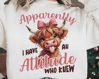 Sassy Highland Cow PNG, Funny Attitude Design (Digital Download