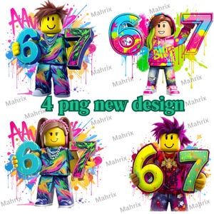 Six Seven-paket med tjej och pojke | 67 | RB-inspirerad | Digital nedladdning | PNG-fil, transparent bakgrund, ingen bakgrundssublimering, barn-t-shirt