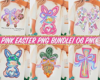 Brushstroke Easter Bunny PNG Bundle, Retro Preppy Designs (Digital Download)