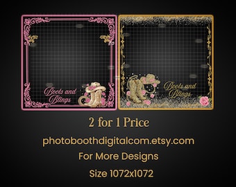 Cowboy boots Overlay 360 Photobooth Design Spin Booth Video Frame Overlay Photo Booth Template for Party Gathering Event