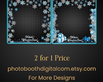 Snowflake Winter Overlay 360 photobooth TemplateSpin Booth Video Frame Holiday Party Design Photo Booth for Christmas Event
