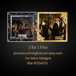 Diamond and Gold 360 Overlay Photobooth Editable Spin Booth Frame Photo Booth Video Overlay Design Luxury Party Celebration Template