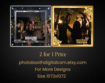 Diamond and Gold 360 Overlay Photobooth Editable Spin Booth Frame Photo Booth Video Overlay Design Luxury Party Celebration Template