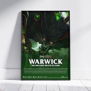 Warwick League of Legends Poster | LoL Poster Print | Gaming Poster | Gamer Room Wall Art | Video Game Decor | Gaming Gift
