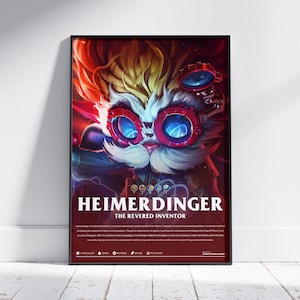 Heimerdinger League of Legends Poster | LoL Poster Print | Gaming Poster | Gamer Room Wall Art | Video Game Decor | Gaming Gift
