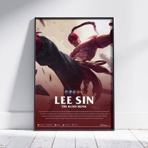 Lee Sin League of Legends Poster | LoL Poster Print | Gaming Poster | Gamer Room Wall Art | Video Game Decor | Gaming Gift