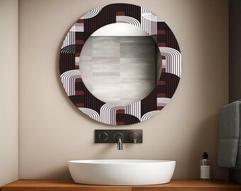 Ronde wandspiegel van gehard glas, patroonontwerp