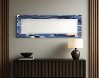 Modern mirror, Shaped wall mirror, Elegant rectangle mirror with tempered glass, Art deco mirror, Tempered glass rectangle wall mirror,