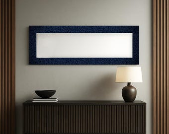 Blue Patterned Tempered Glass Wall Mirror, Modern Home Decor