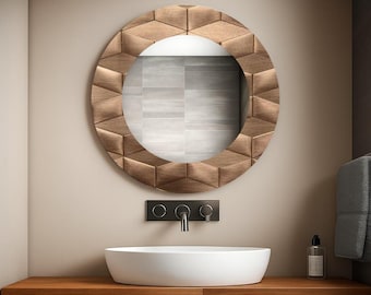 Grote ronde wandspiegel van gehard glas, modern woondecoratie