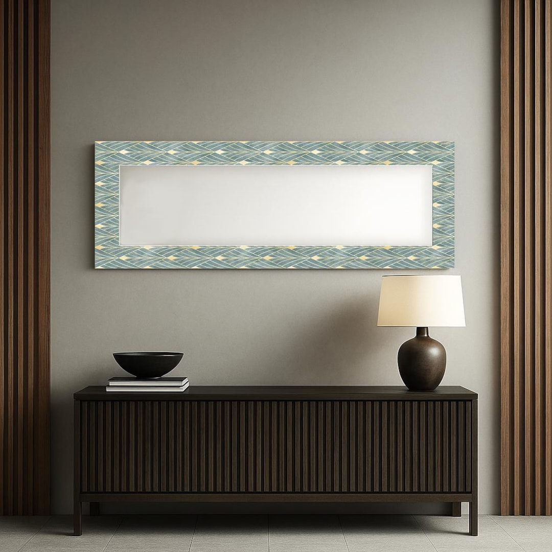Patterned Tempered Glass Wall Mirror, Modern Rectangle Accent - Etsy