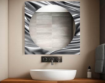 ヴィンテージの大型シャビーシックなホワイトウィッカーミラー 28