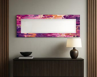 Rainbow Tempered Glass Wall Mirror, Modern Art Deco