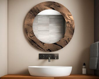 Artistieke ronde wandspiegel, gehard glas, modern huisdecor