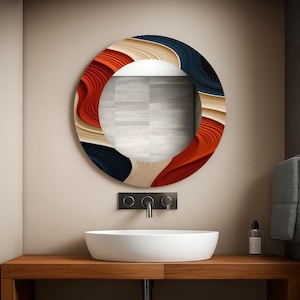 Modern home decor, Large wall mirror, Bathroom mirror, Living room mirror, Gold mirror, Wall mirror with frame, Abstract round wall mirror