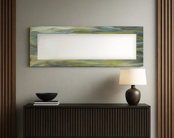 Tempered Glass Rectangle Wall Mirror, Modern Art Deco Style