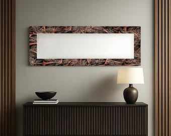 Handmade Tempered Glass Rectangle Wall Mirror, Modern Art Deco