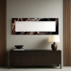 Luxury rectangular frame mirror, Statement wall hanging, Classic decorative accent, Tempered glass wall mirror, modern art deco,