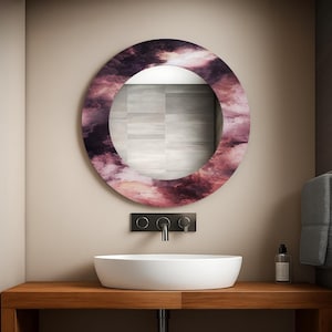 Mirror for bedroom, Mirror for hallway, Round mirror with shelf, Modern round mirror, Handmade round wall mirror, Tempered glass,