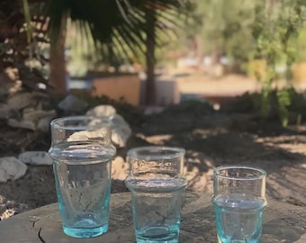 6 Moroccan Beldi Glasses, Hand-Blown Recycled Glass Tumblers, Moroccan Tea Glasses Water Cups, Housewarming Gift, Eco-Friendly Drinkware