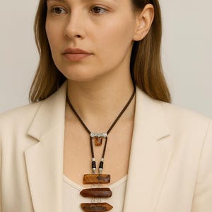 Baltic Amber Pendant – Raw Natural Amber Statement Jewelry, Adjustable Length, Handmade