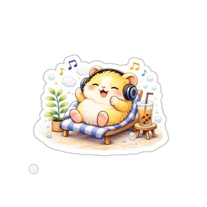Chill Mode No Stress hamster sticker | Die-Cut Sticker, cute relaxing pet decal