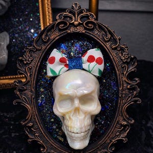 Glam Goth Skull Table Decor | Handmade Baroque Frame Skeleton Gothic Wall Art