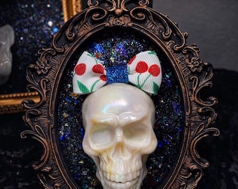 Glam Goth Skull Table Decor | Handmade Baroque Frame Skeleton Gothic Wall Art